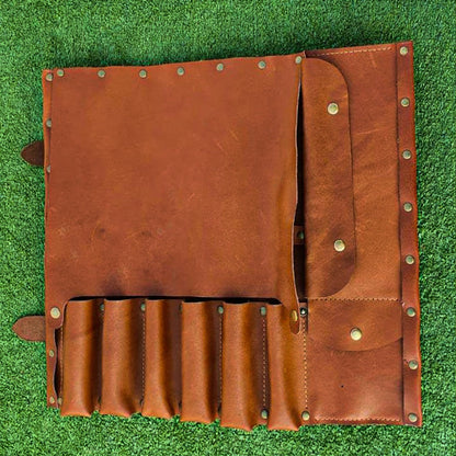 tool bag, knife rolls, leather tool bag, chef knife roll, brown tool bag, grade knife roll, leather knife roll