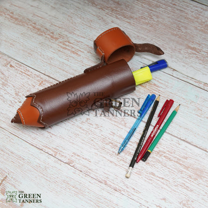 case, pencil holder, leather case, leather pencil holder, brown holder, brown pencil holder, Leather Pencil Case