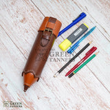 case, pencil holder, leather case, leather pencil holder, brown holder, brown pencil holder, Leather Pencil Case
