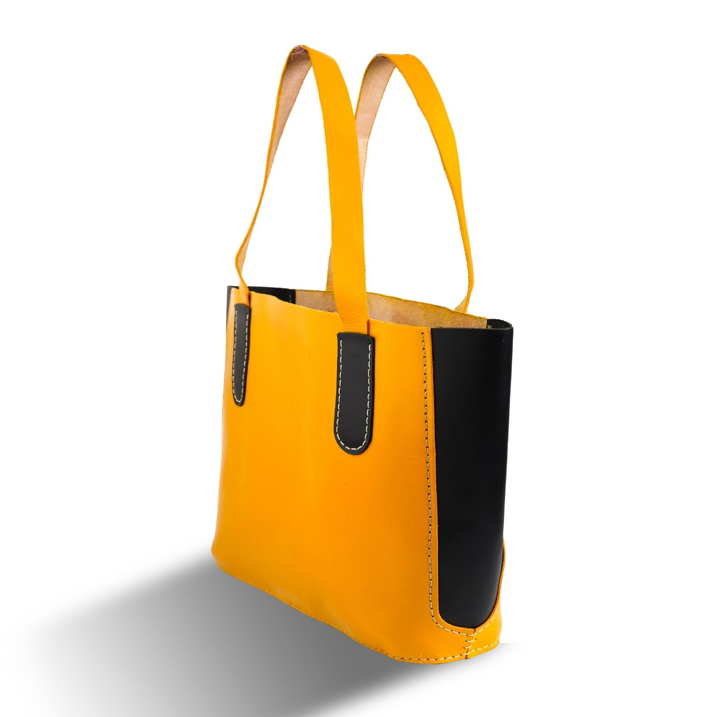 yellow leather tote bag