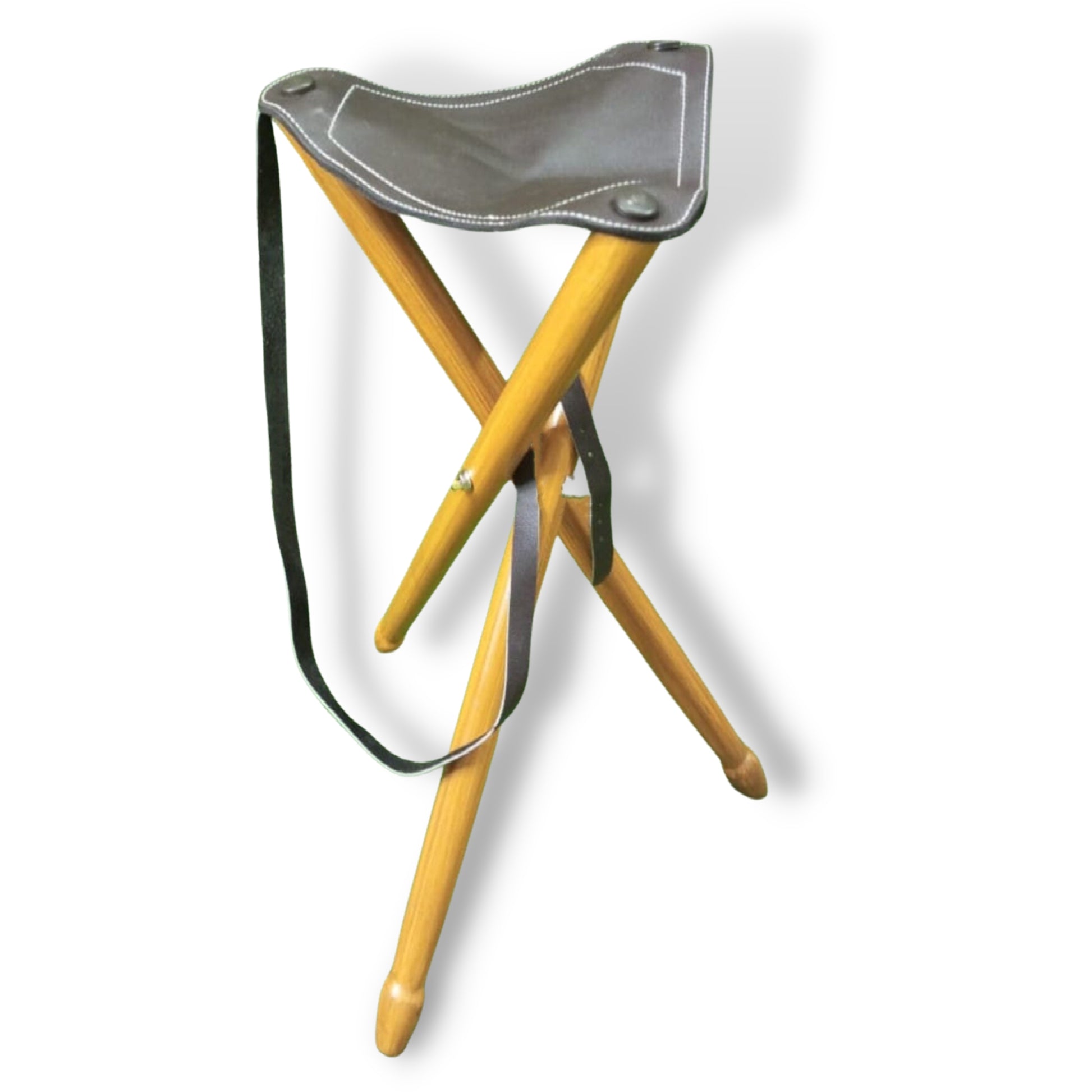 leather camping stool, leather stool, shooting stick, hunting stick, leather shooting stick, tripod camping stool