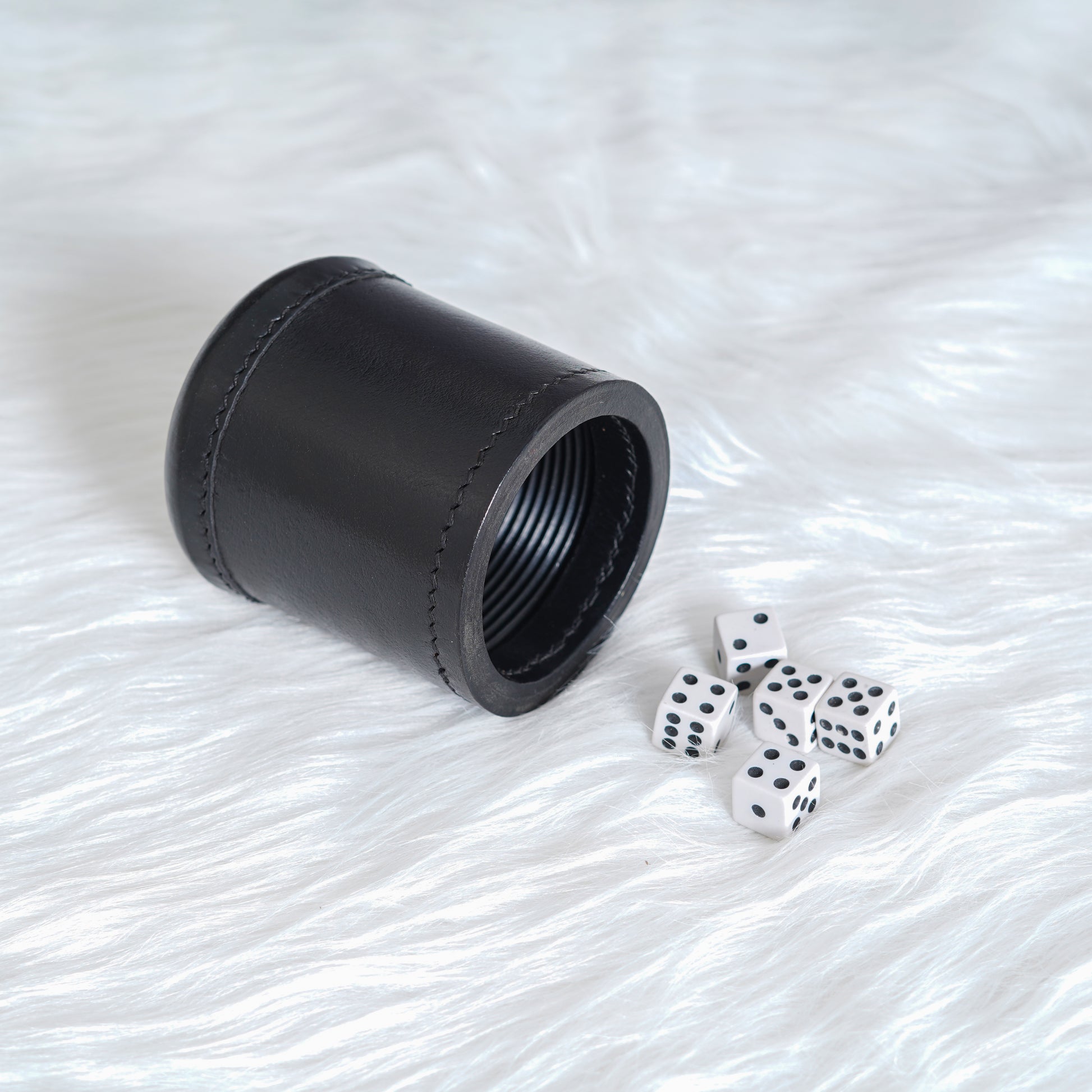 dice cup, cup, black dice cup, leather dice cup ,leather black dice cup, leather ribbed dice cup