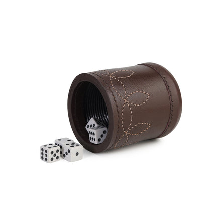 dice cup, cup, black dice cup, leather dice cup, leather brown dice cup, leather ribbed dice cup, brown leather dice cup