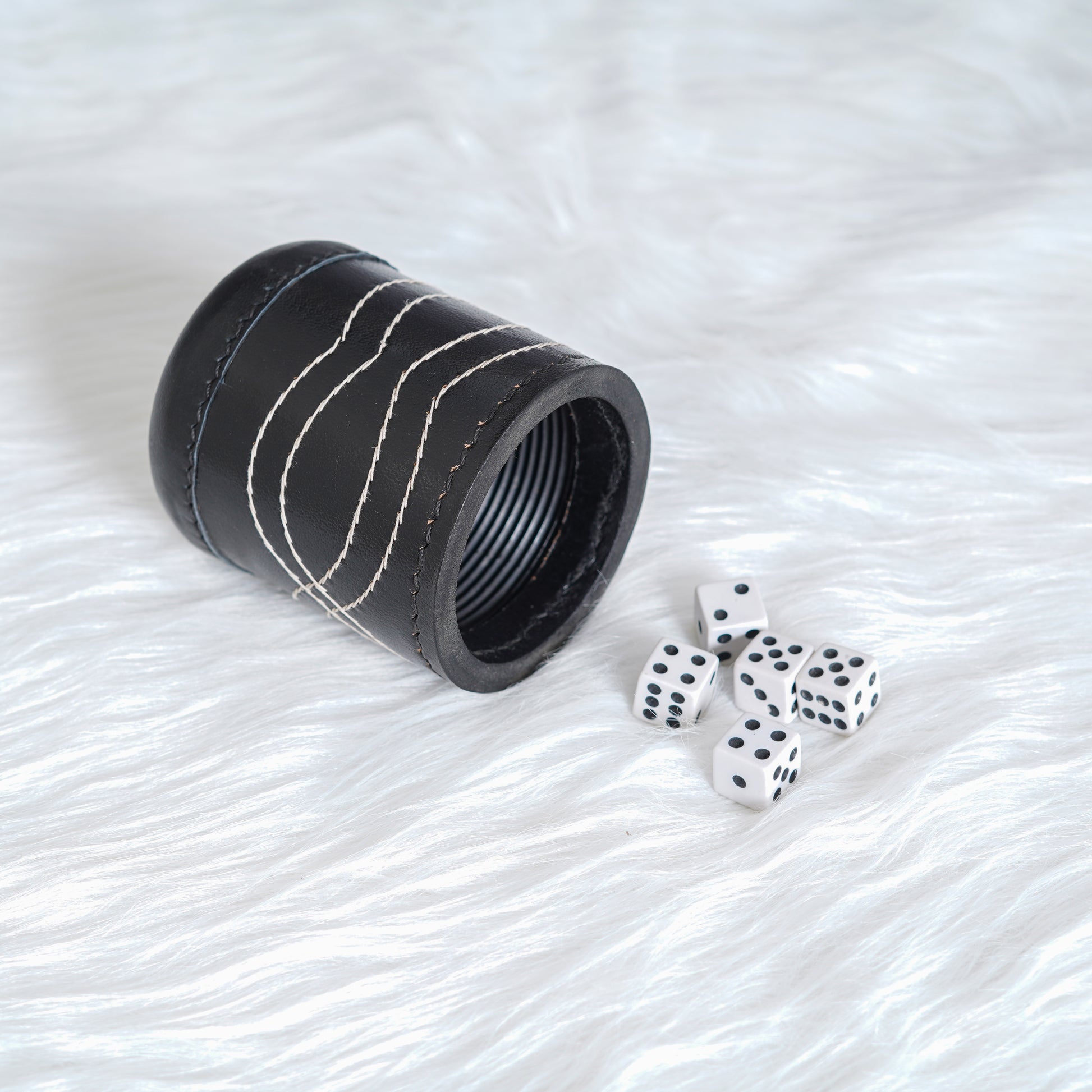 cup, dice cup, leather dice cup, white dice cup, leather backgammon dice cup