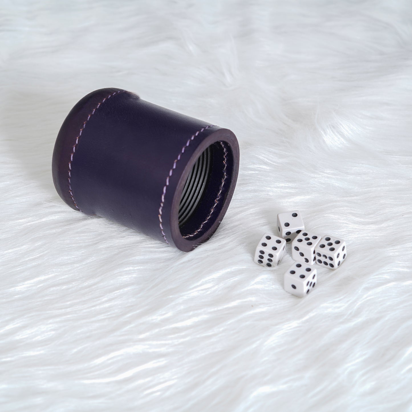 dice cup, leather dice cup, jumbo dice cup, purple dice cup, purple leather dice cup