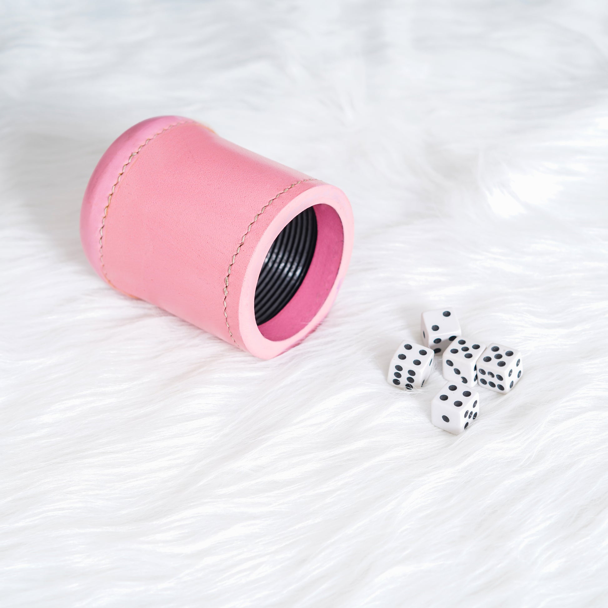 dice cup, leather dice cup, pink dice cup, farkle dice cup, leather liar's dice cup