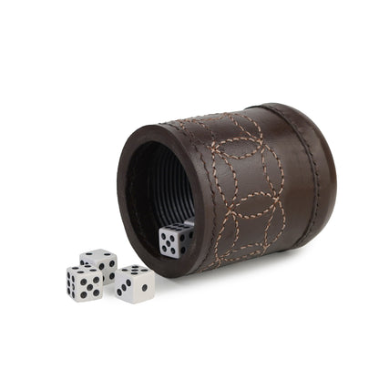 cup, dice cup, complimentary dice cup, brown dice cup, brown leather dice cup, vintage leather dice cup, leather antique dice cup, leather ribbed dice cup