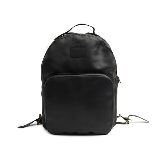 black leather laptop backpack