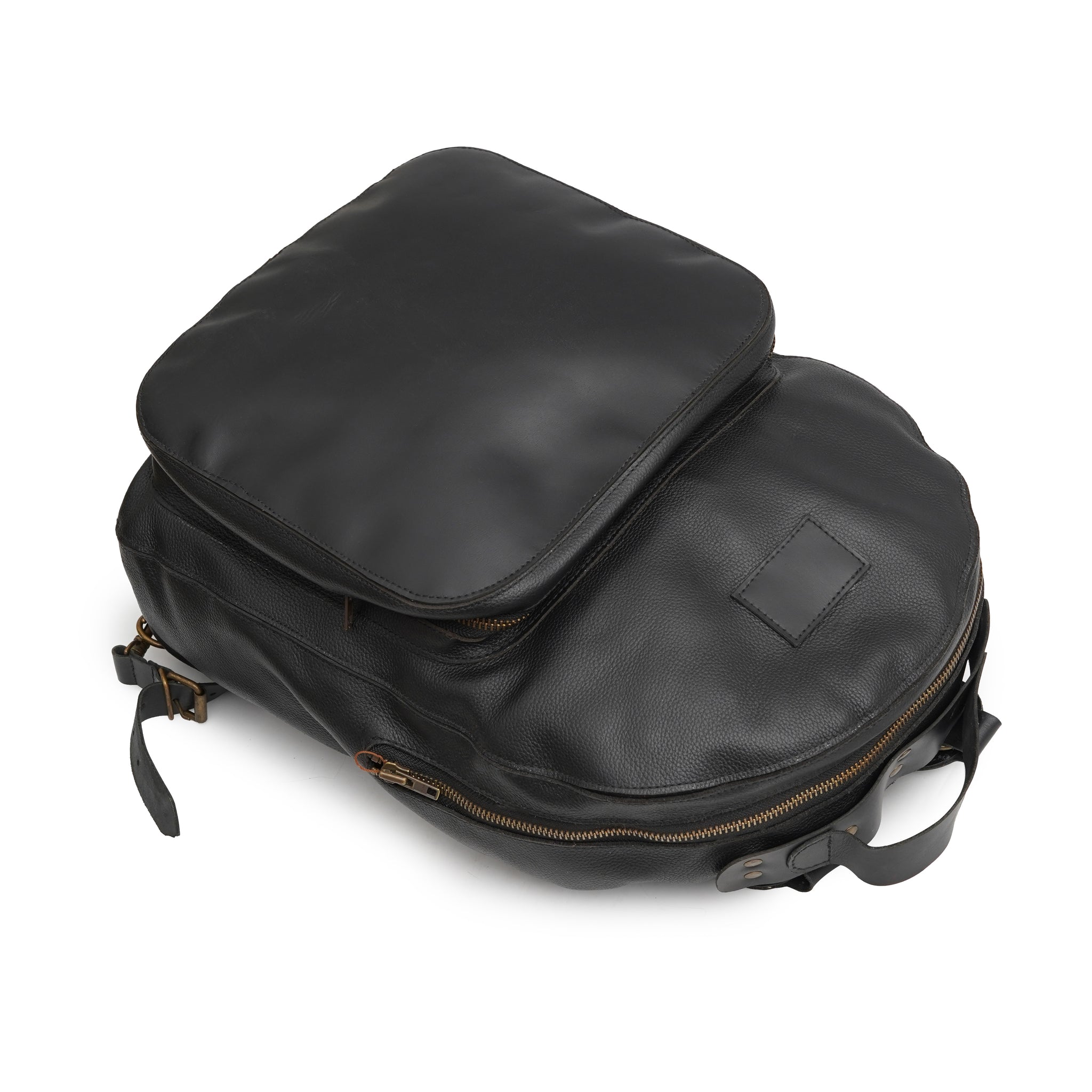 black leather laptop backpack