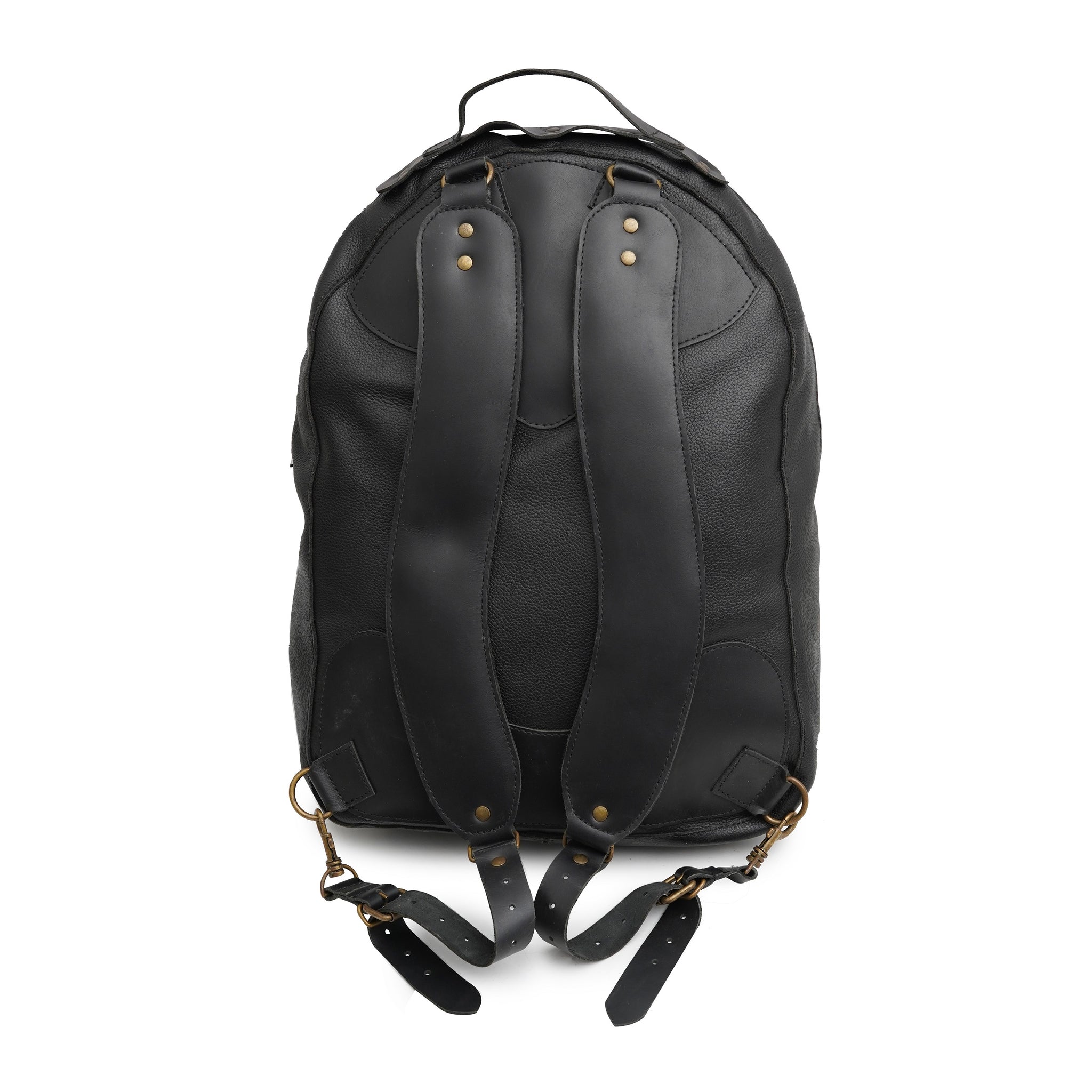 black leather laptop backpack