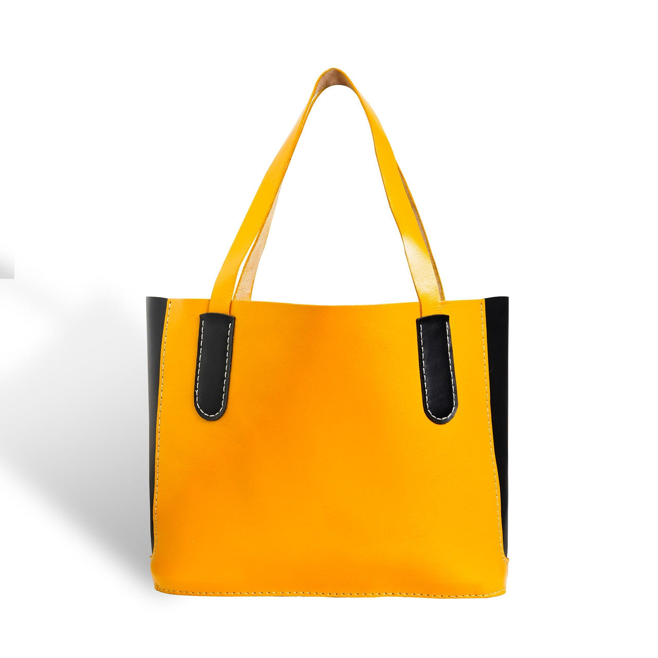 yellow leather tote bag