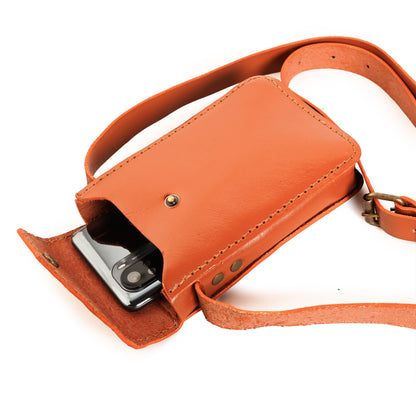 leather shoulder strap, leather phone holster