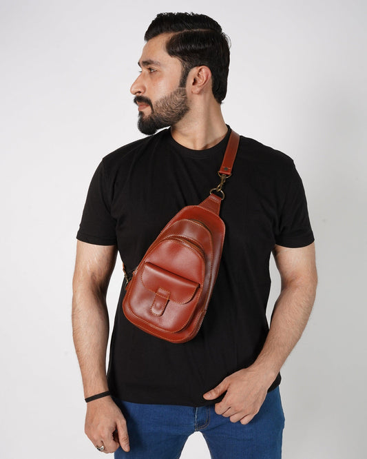 leather sling bag men's