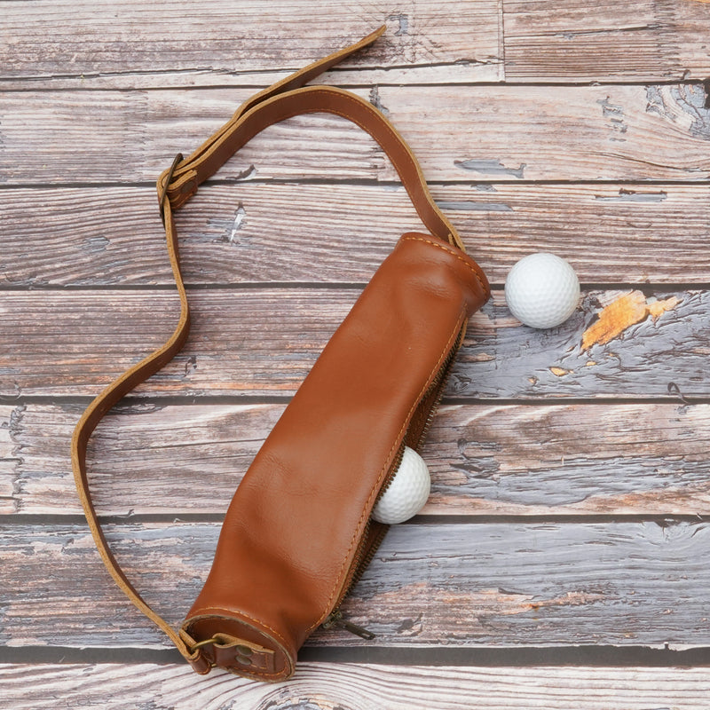 leather bag, leather golf bag, storage bag, golf ball bag, vintage bag, authantic golf bag, golf ball holder, leather golf ball holder