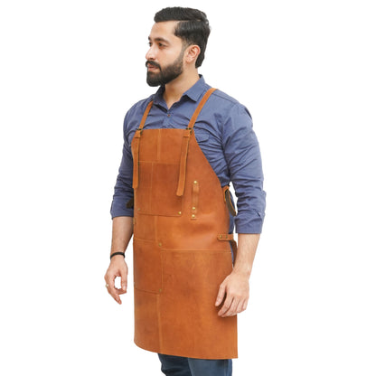 brown leather apron woodworking, woodworkers leather apron​, best leather woodworking apron​, best apron for woodworking​, best woodworking apron, shop aprons for woodworkers