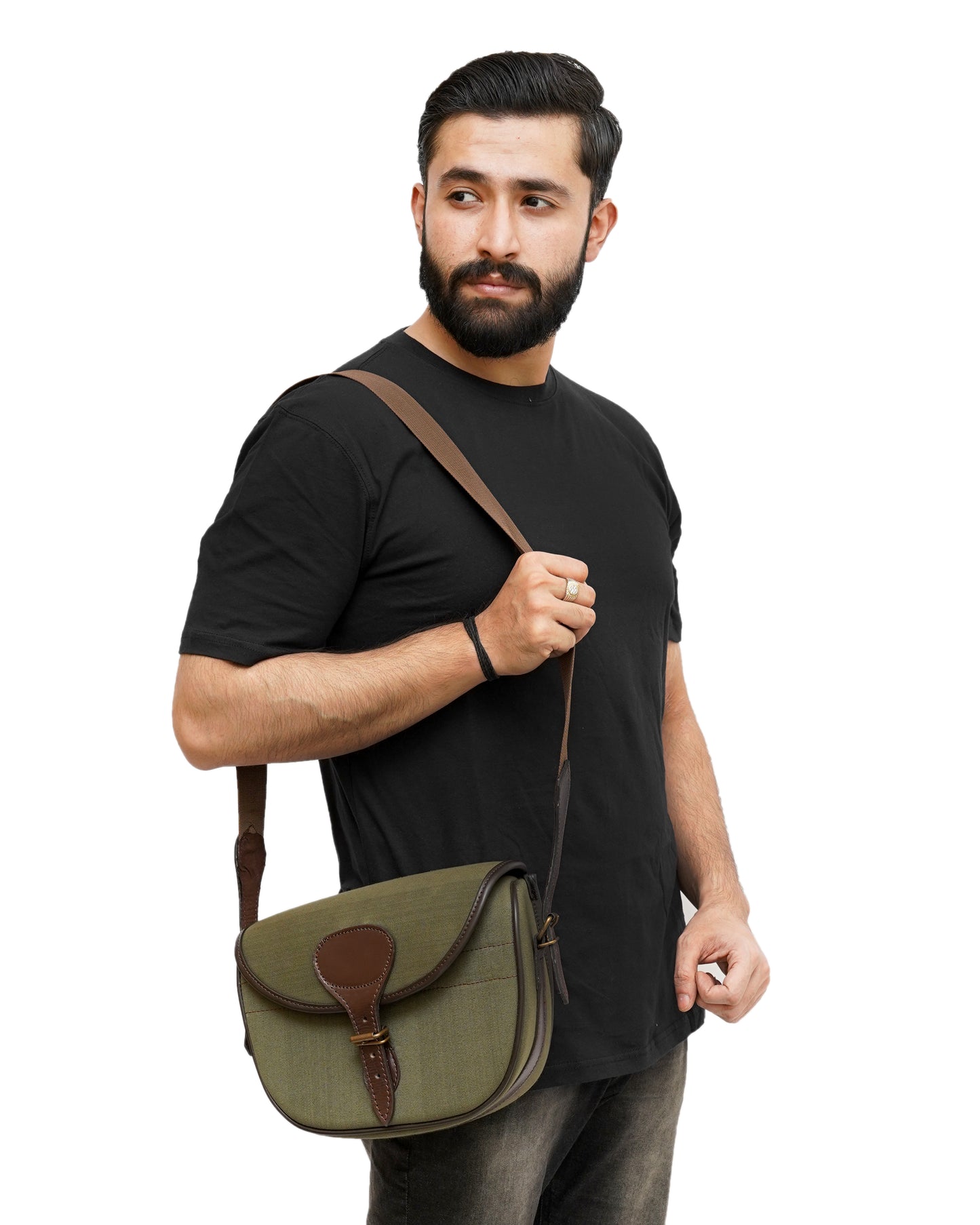 leather shooting bag,  shooting bag, leather bag, canvas cartridge bag