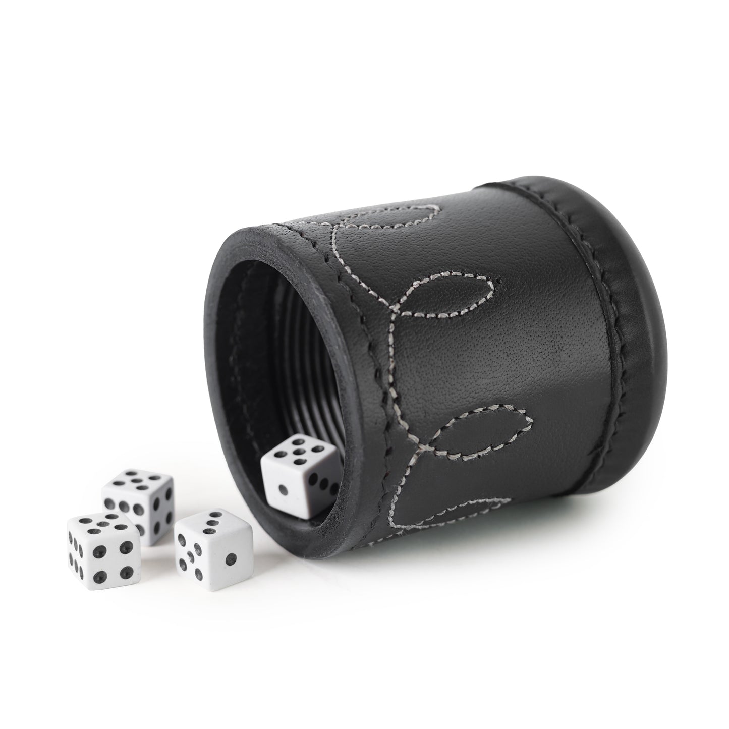 dice cup, cup, black dice cup, leather dice cup, leather black dice cup, leather yahtzee dice cup