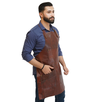 brown leather apron woodworking, woodworkers leather apron​, best leather woodworking apron​, best apron for woodworking​, best woodworking apron, shop aprons for woodworkers