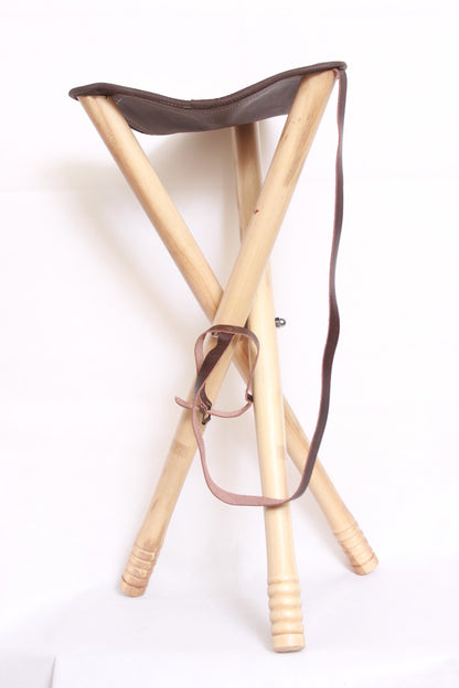 leather camping stool, leather stool, shooting stick, hunting stick, leather shooting stick, Tripod Camping Stool