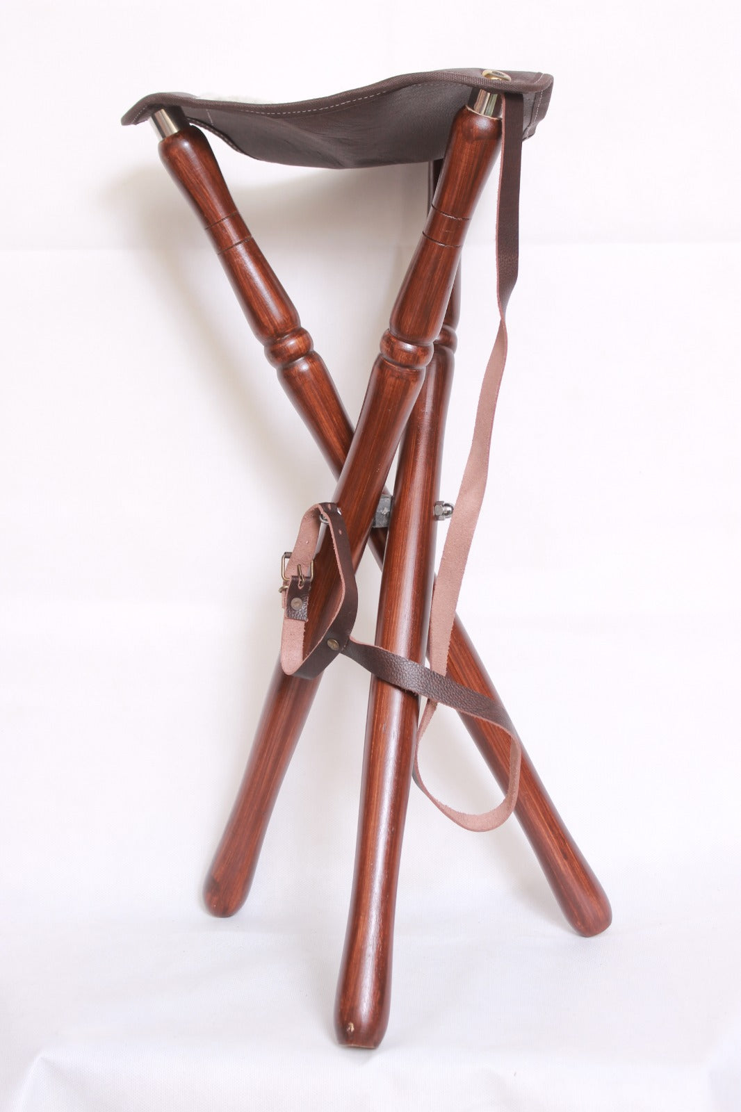 leather camping stool, leather stool, shooting stick, hunting stick, leather shooting stick, tripod camp stool