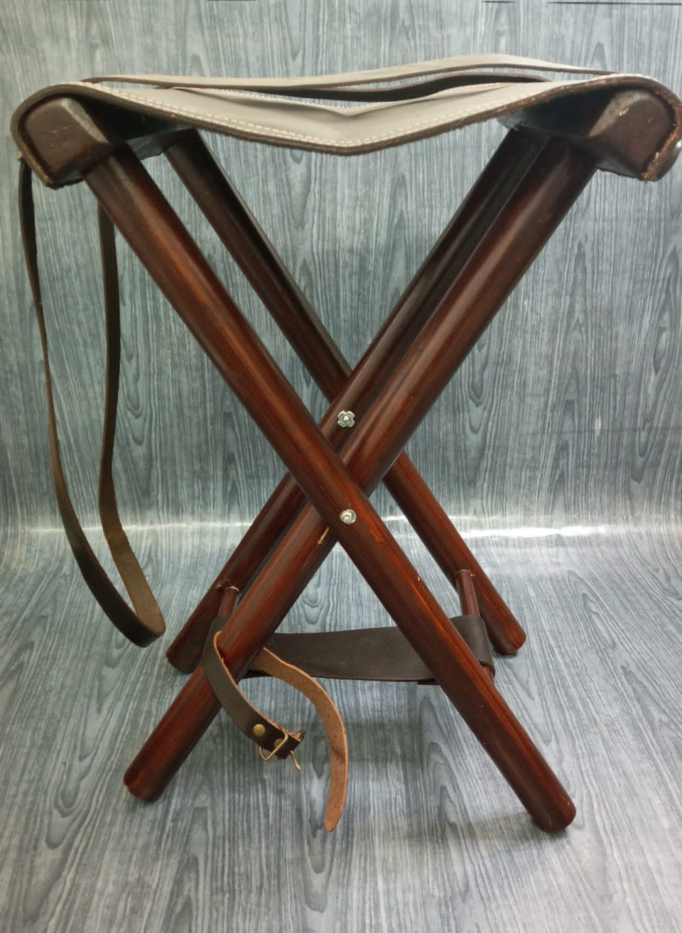 folding stool, leather folding stool, camping folding stool, leather stool, leather camping stool