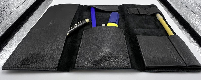 leather stationery purse, pen pouch, leather pouch, leather pen pouch