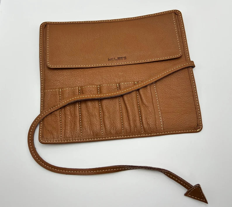 leather stationery purse, leather pen pouch