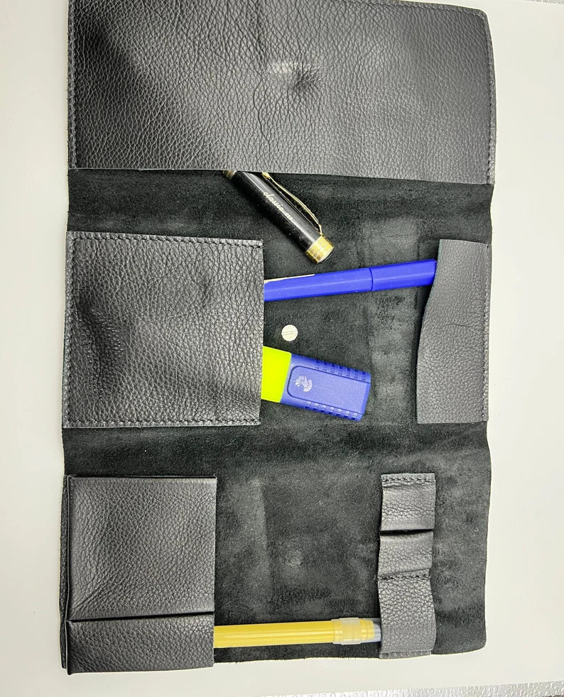 leather stationery purse, pen pouch, leather pouch, leather pen pouch